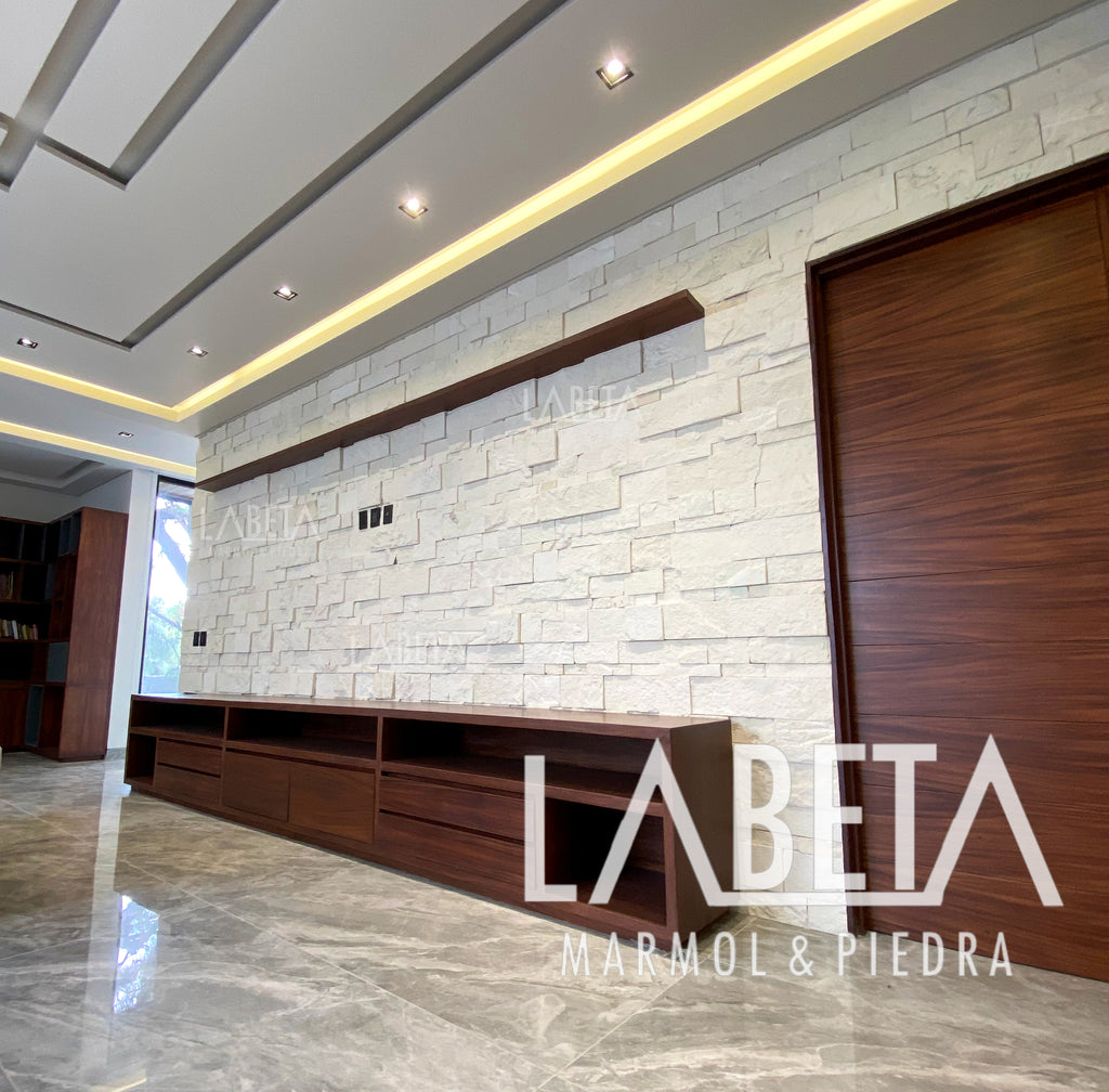 Piedra Blanco Galarza 1Era Casa Moderna Muro | Piedras Labeta