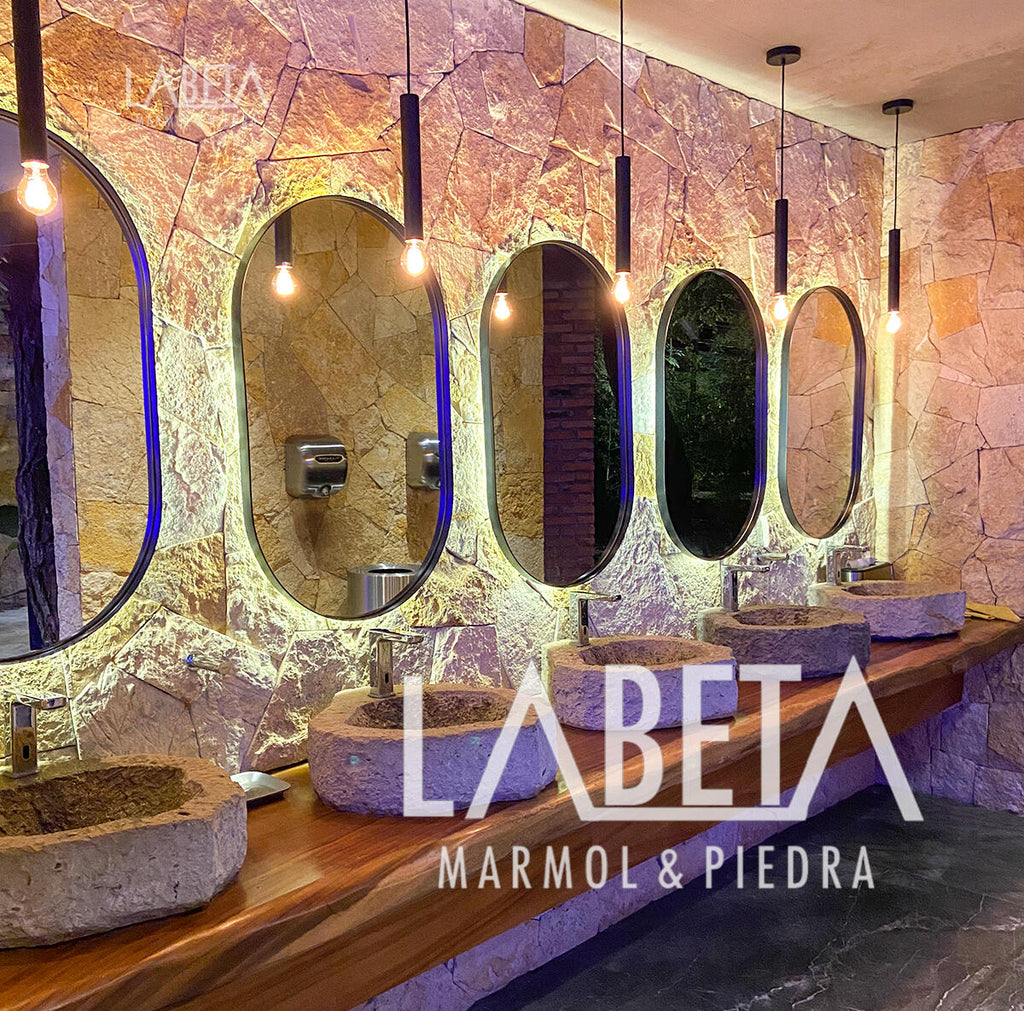 Piedra Dorada Laja Irregular Bano | Piedras Labeta