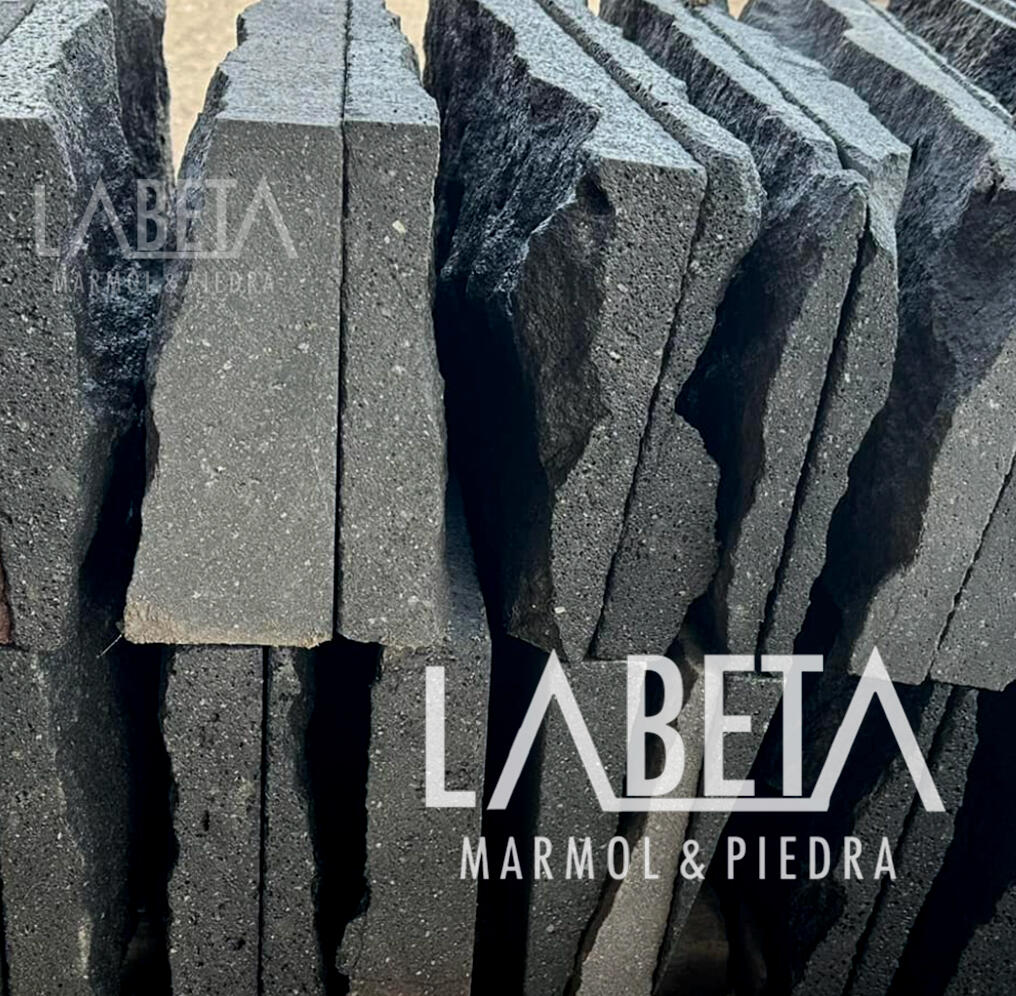 Piedra de Lava Negra recubrimiento natural | Fachaleta volcánica negra para fachadas | Piedras Labeta