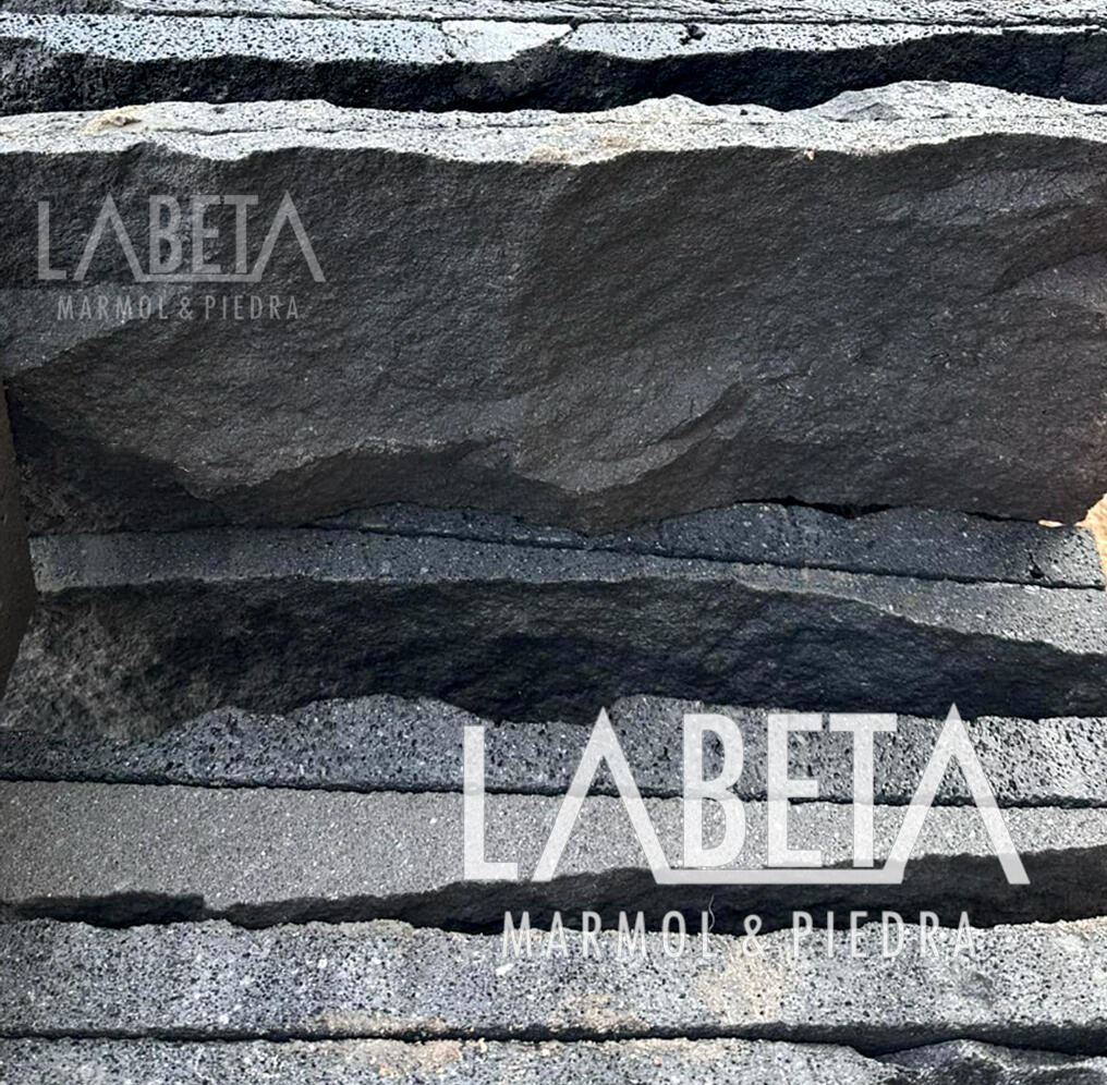 Piedra de Lava Negra textura natural | Piedra volcánica rústica para muros | Piedras Labeta