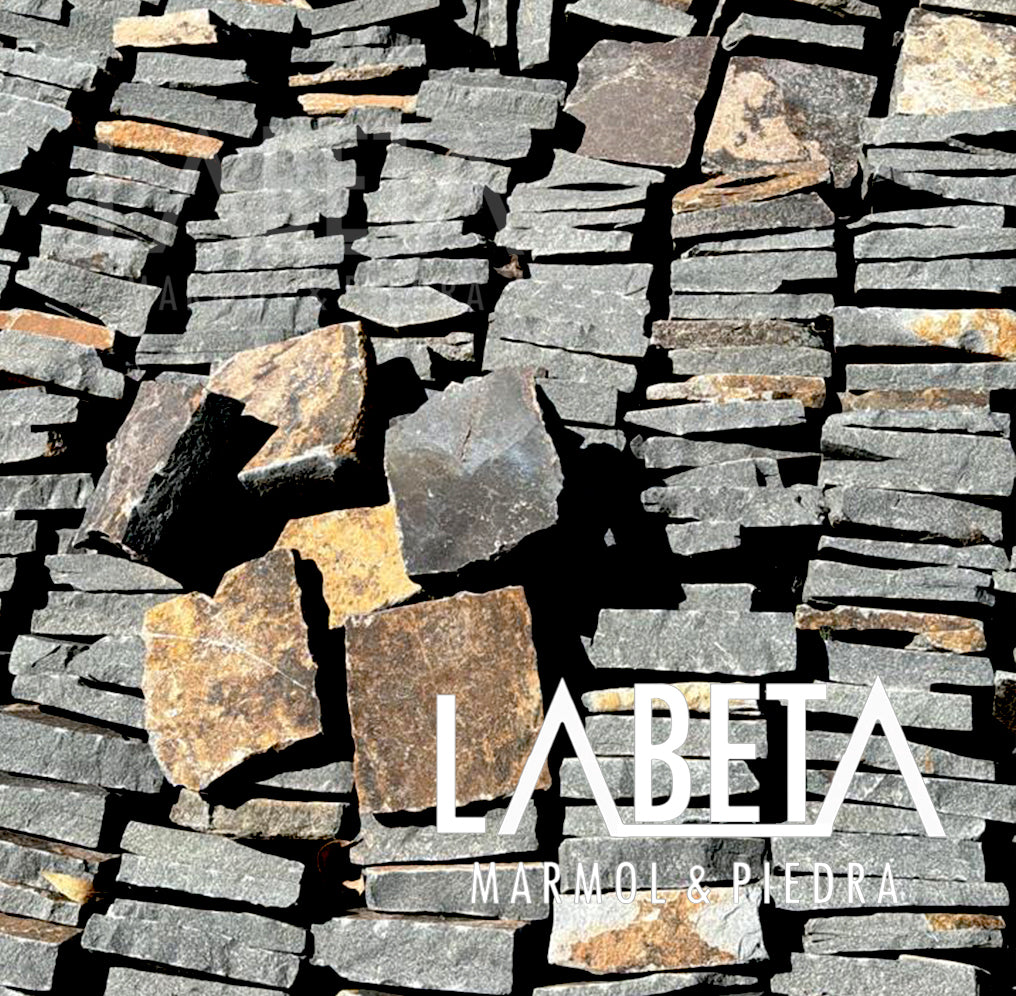 Adoquín Pórfido Gris Veta Café corte guillotina | Piedra basáltica para vialidades y pisos | Piedras Labeta