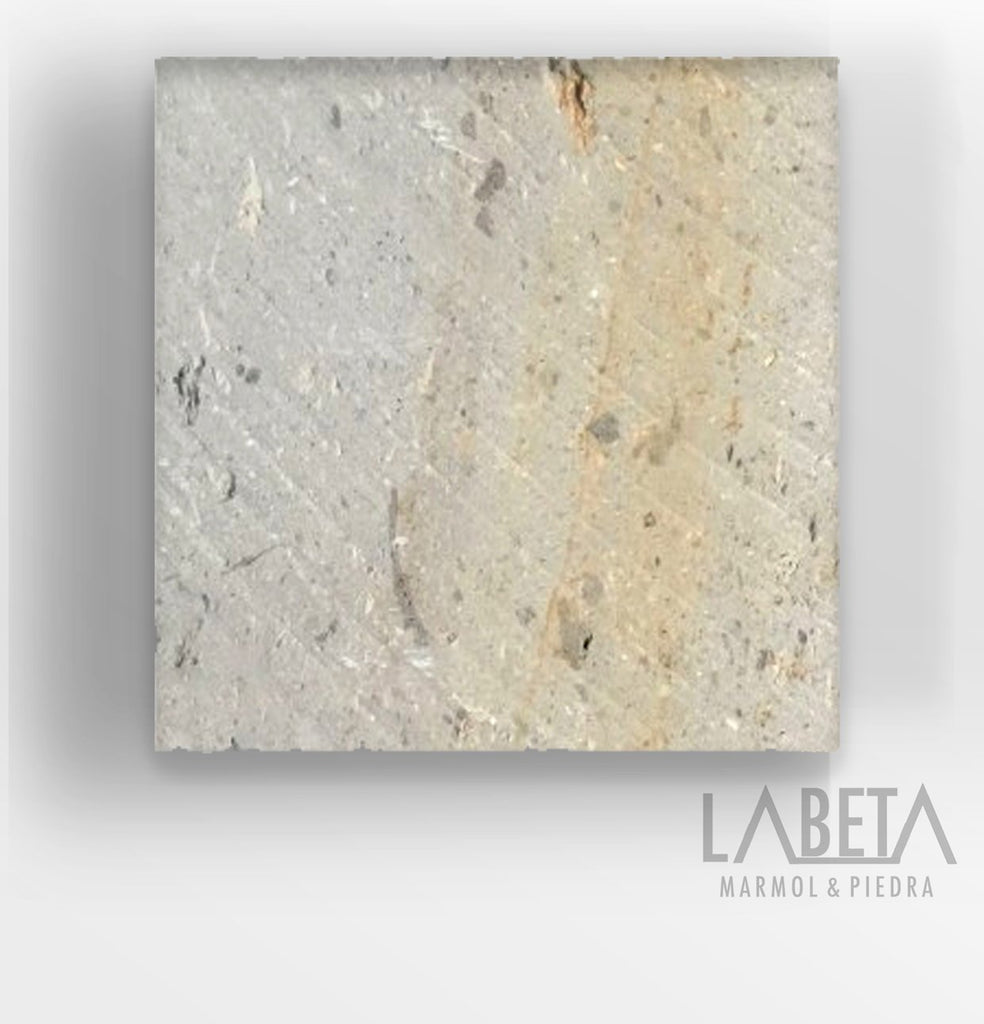 Piedra Blanco Tinajero Laminada detalle de textura gris | Piedra caliza natural para muros | Piedras Labeta