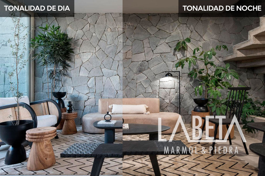 Piedra Diamantada Muro Interior Dia Noche | Piedras Labeta