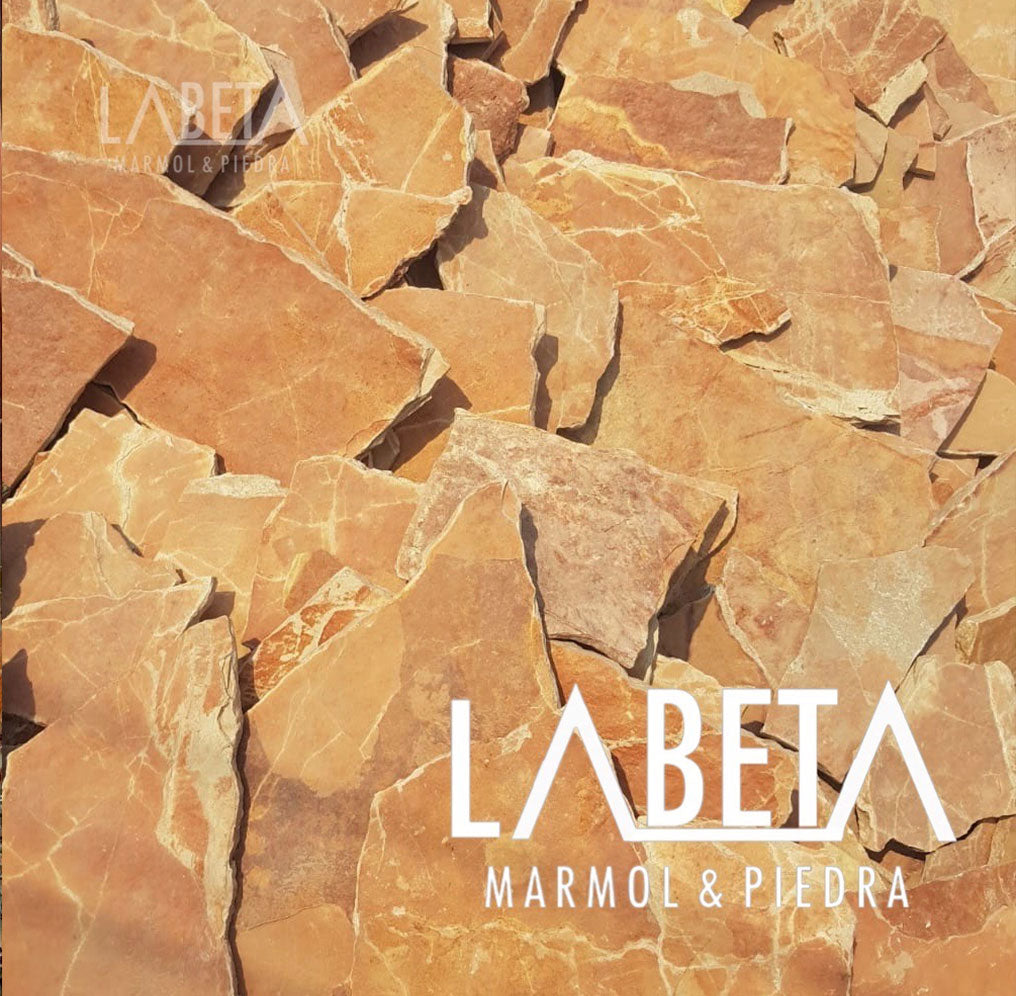 Piedra Tlayua Amarilla | Laja natural tonos anaranjados para muros y pisos | Piedras Labeta